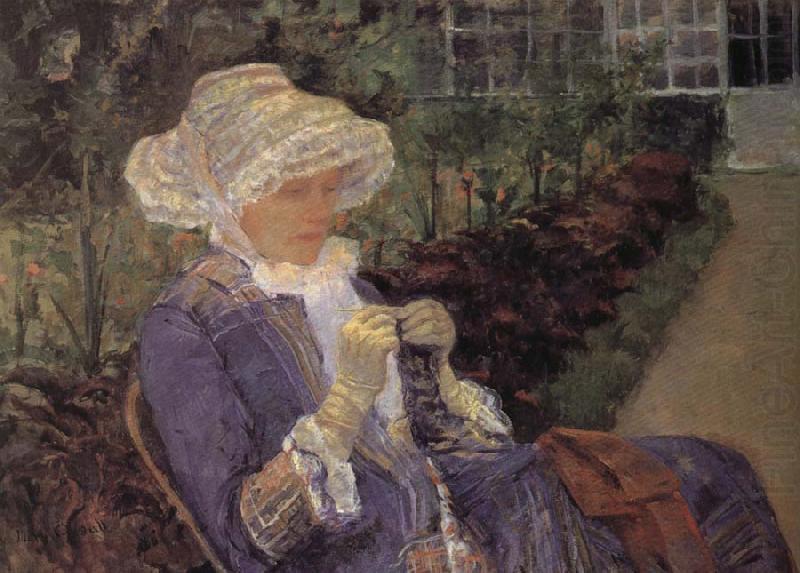 Mary is sewing in the garden, Mary Cassatt